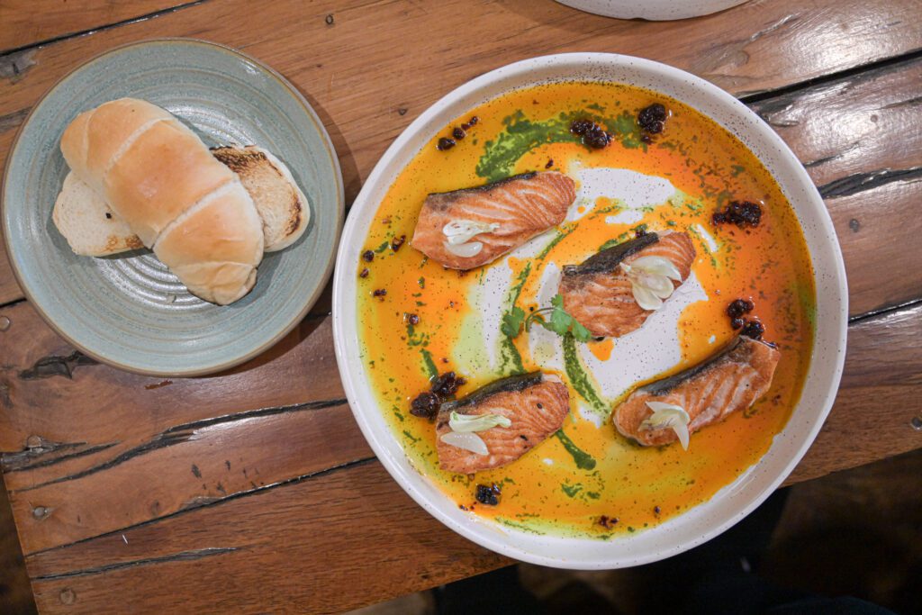 Panfried fried salmon at restaurants in Thimphu  "where to eat in bhutan"   "best restaurants in Thimphu" "Thimphu" "Bhutanese food" 